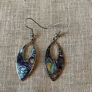 Alpaca Mexican Iridescent Abalone Shell tear Drop Earrings